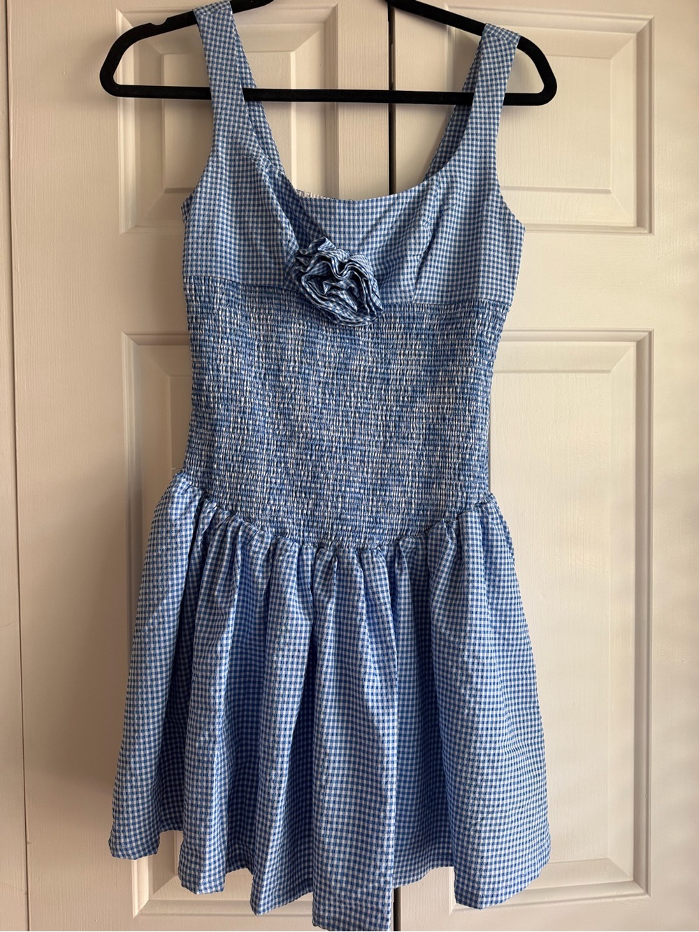 Maeve Light Blue Gingham Sundress with Rosette